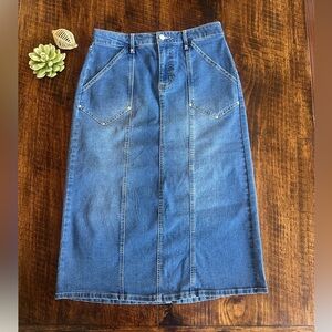 BACCINI | 32” Mid-rise A Line Western Denim Skirt, Size 6